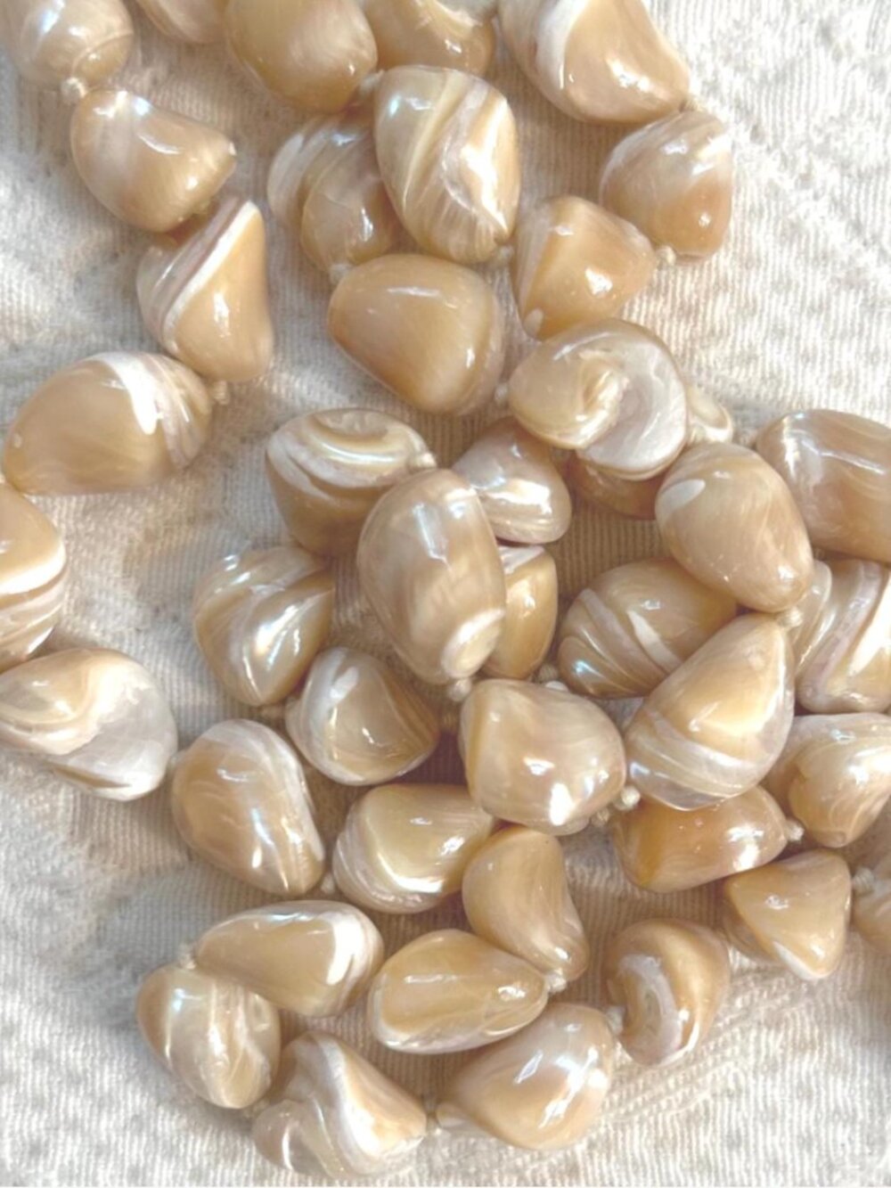 vintage long mother of pearl nugget necklace
